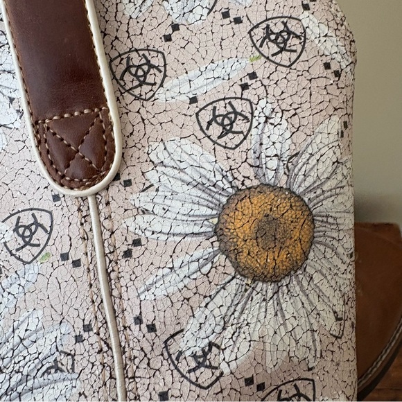 💚Ariat Round Up Square Toe Daisy Print Leather Cowboy Boots - Picture 6 of 11